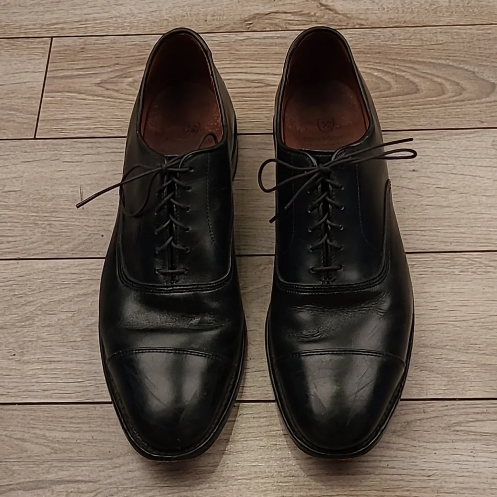 ALLEN EDMONDS Park Avenue Black Leather Cap Toe Sz 12 B‎ Mens Dress Shoes